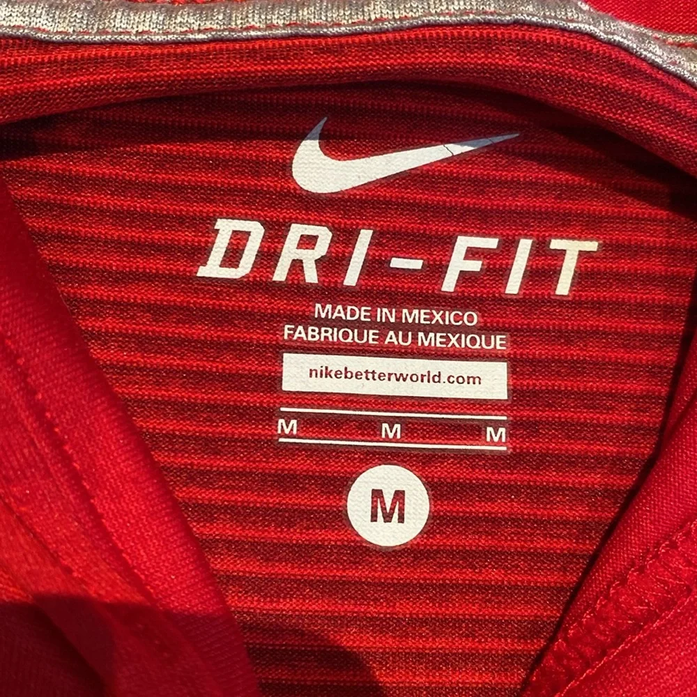 Nike red tonal stripe long sleeve performance hoodie tee Sz M